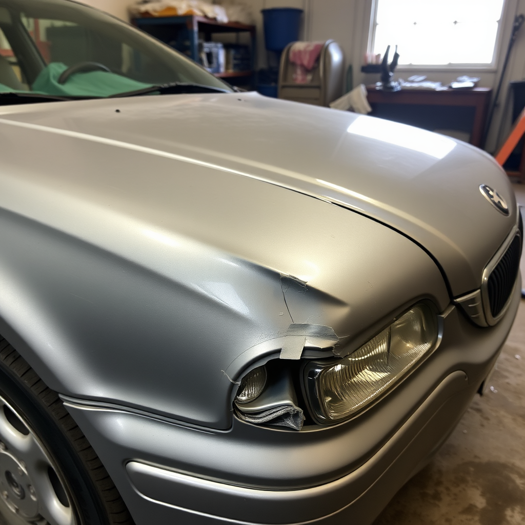 Before dent on car